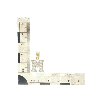 9ct Gold & Cubic Zirconia Initial 'M' Pendant
