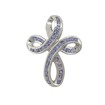9ct White Gold & Tanzanite Cross Pendant
