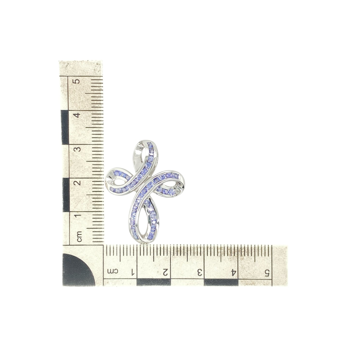 9ct White Gold & Tanzanite Cross Pendant