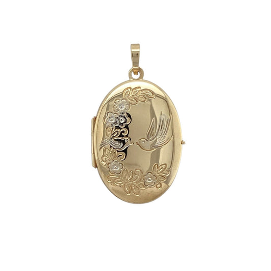 9ct Gold Bird Oval Locket
