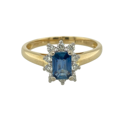 18ct Gold Diamond & Sapphire Cluster Ring