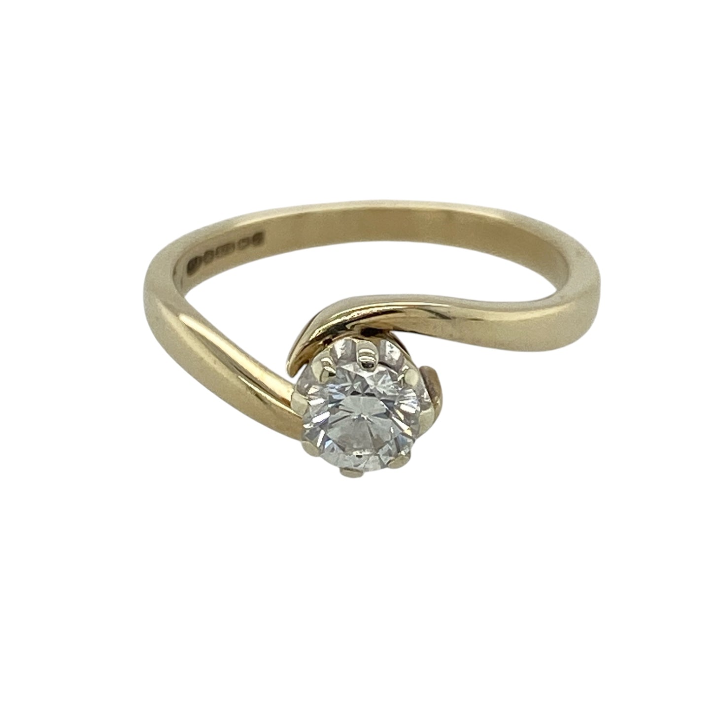 9ct Gold & Diamond Solitaire Twist Ring