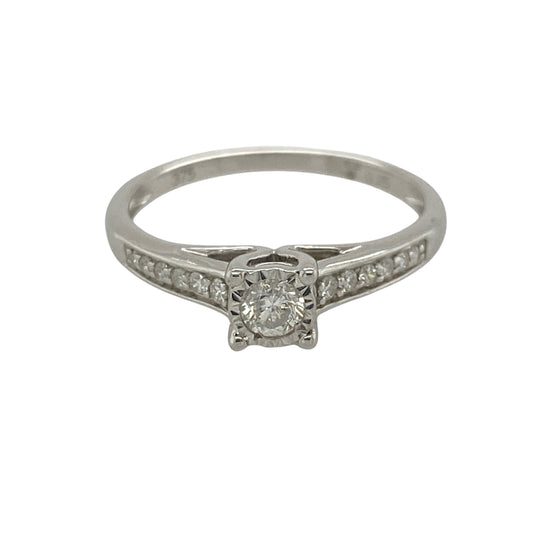 9ct White Gold & Diamond Solitaire Ring