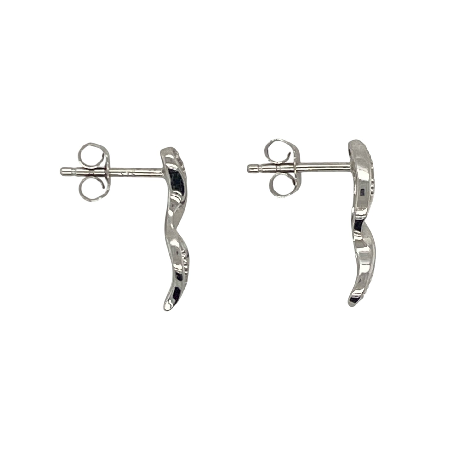 9ct White Gold & Diamond Twisted Bar Stud Earrings