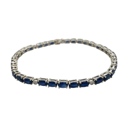 18ct White Gold Diamond & Sapphire 7" Bracelet