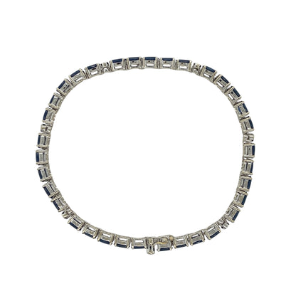 18ct White Gold Diamond & Sapphire 7" Bracelet
