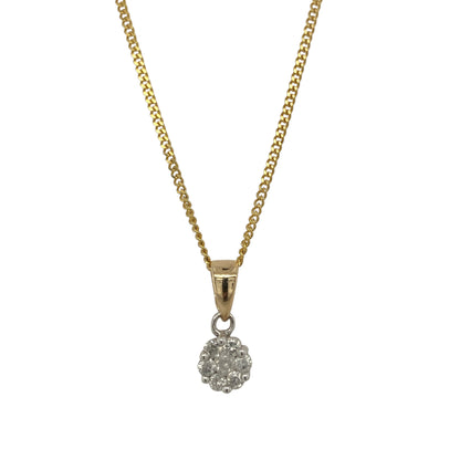 9ct Gold & Diamond Cluster 18" Necklace