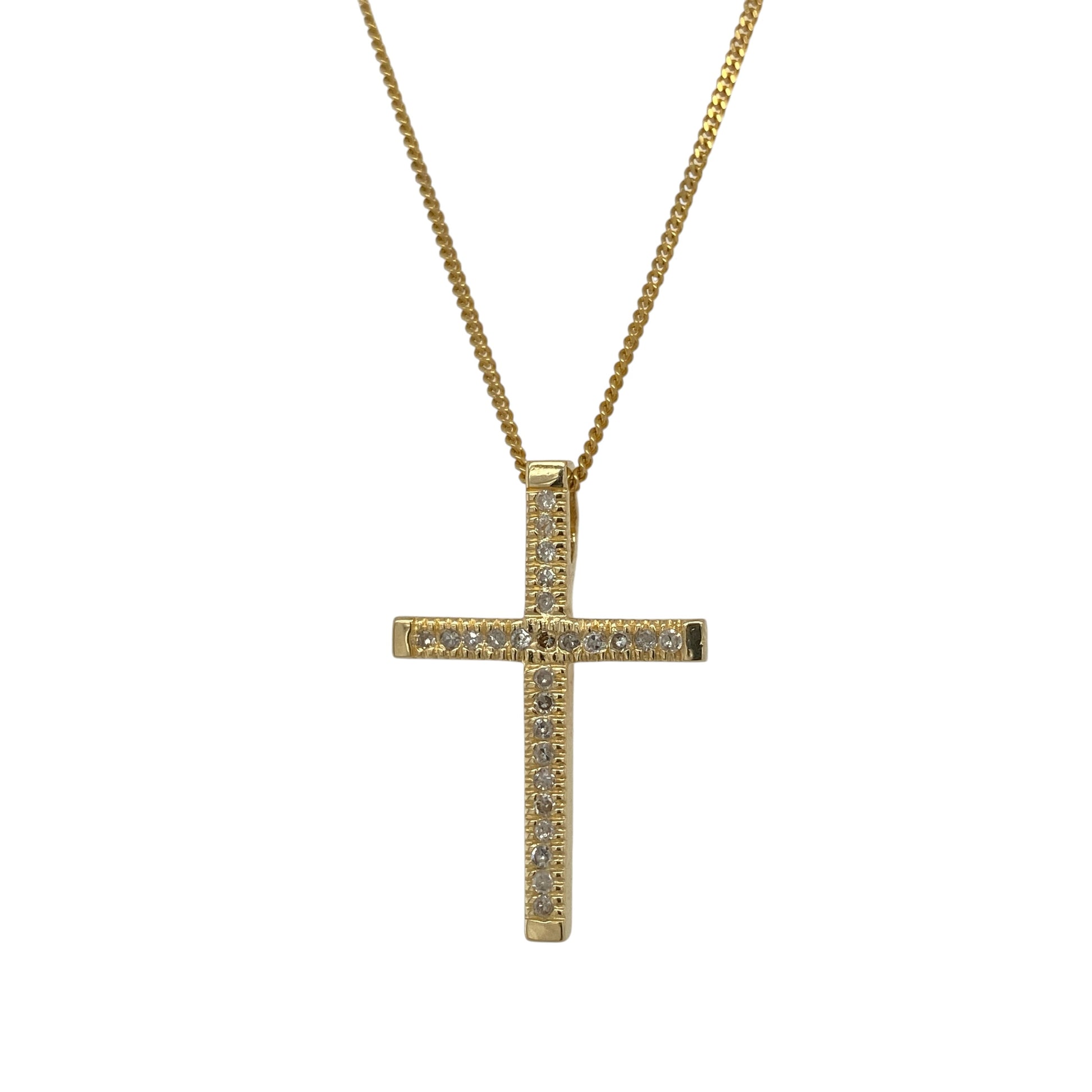 9ct Gold & Diamond Cross 18" Necklace