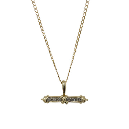 9ct Gold & Diamond T Bar 18" Necklace