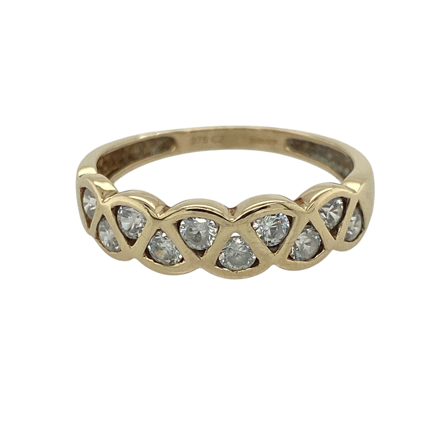 9ct Gold & Cubic Zirconia Weave Band Ring