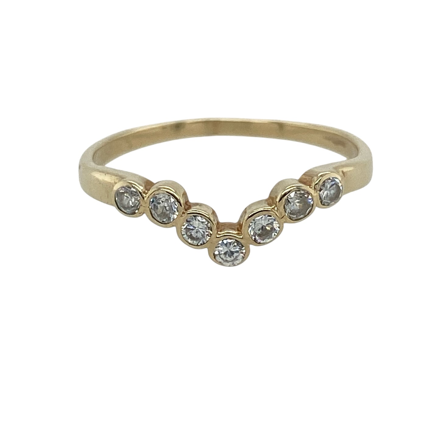 9ct Gold & Cubic Zirconia Wishbone Ring