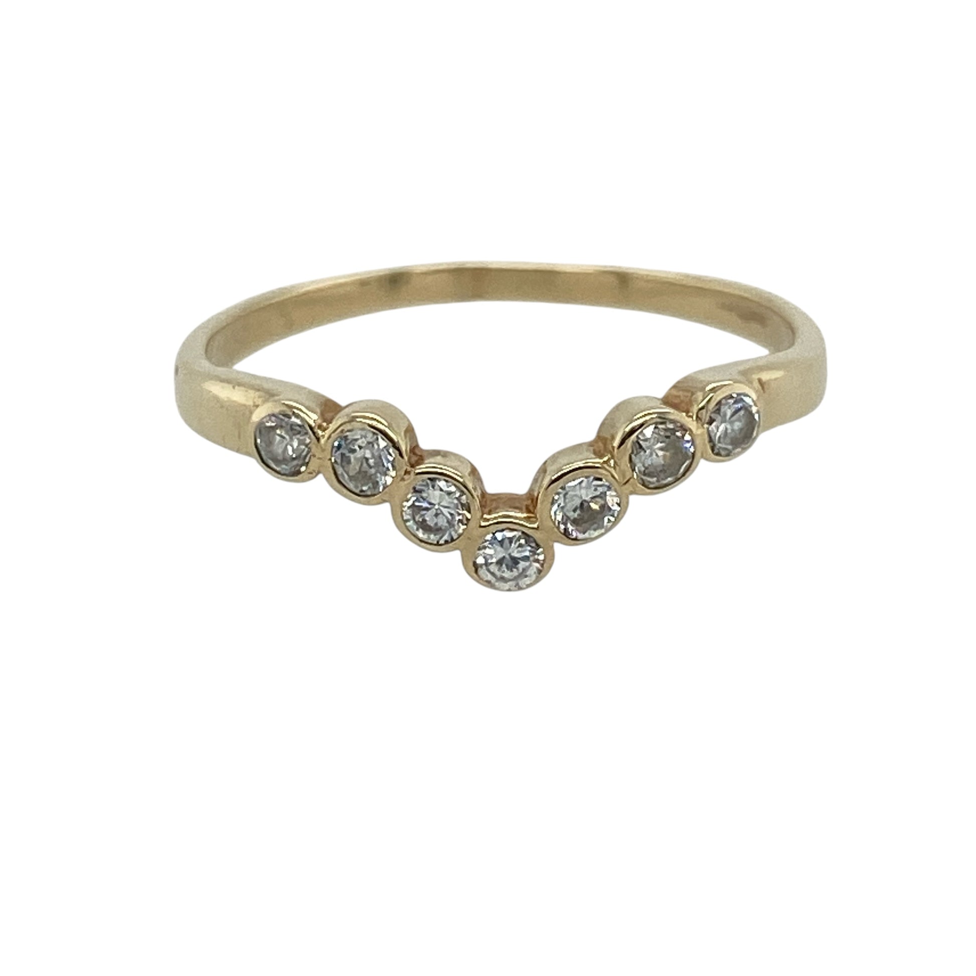 9ct Gold & Cubic Zirconia Wishbone Ring