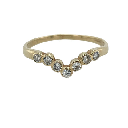 9ct Gold & Cubic Zirconia Wishbone Ring