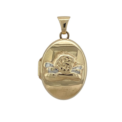 9ct Gold Cherub Oval Pendant