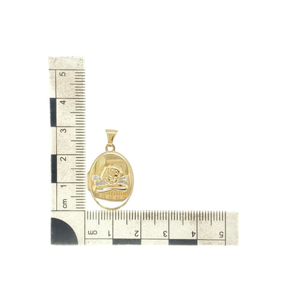 9ct Gold Cherub Oval Pendant
