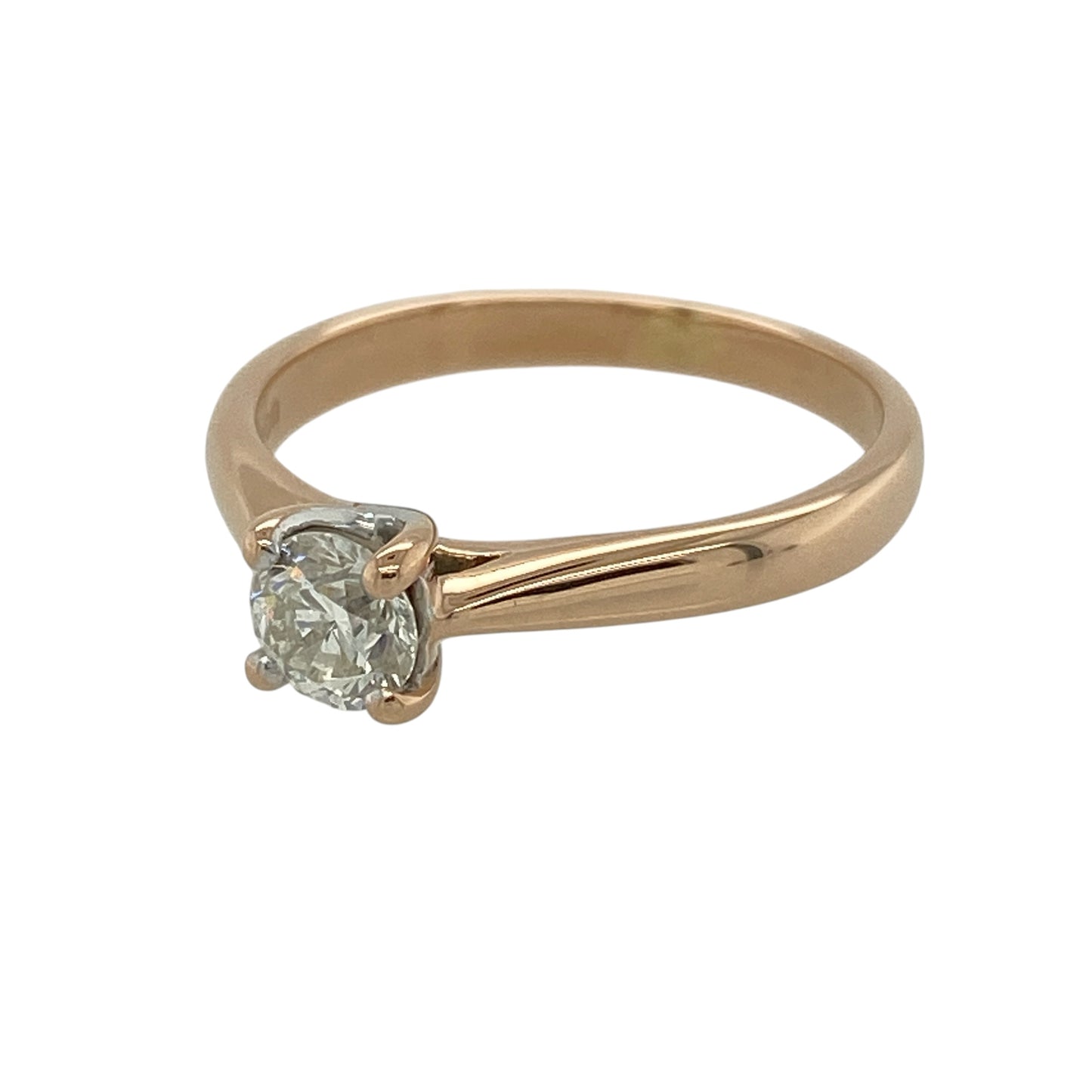 This pre-owned 18ct rose gold diamond solitaire ring is a timeless design, featuring a brilliant cut diamond complemented by the warm tone of rose gold.

Design: Featuring a classic solitaire setting, this ring showcases a single brilliant cut diamond set against the warm finish of 18ct rose gold.
Material: Made from 18-carat rose gold.
Gemstone Detail: Brilliant cut diamond weighing approximately 0.44ct to 0.50ct with approximate SI clarity.
Ring Detail: Classic solitaire design.