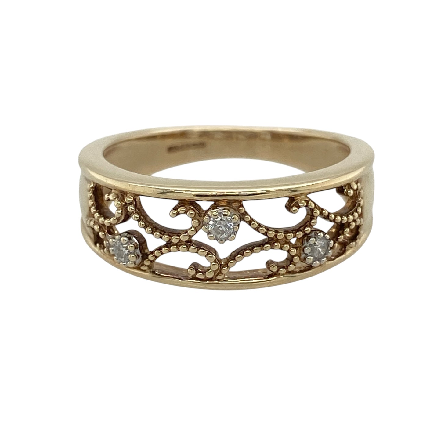 9ct Gold & Diamond Open Swirl Style Band Ring