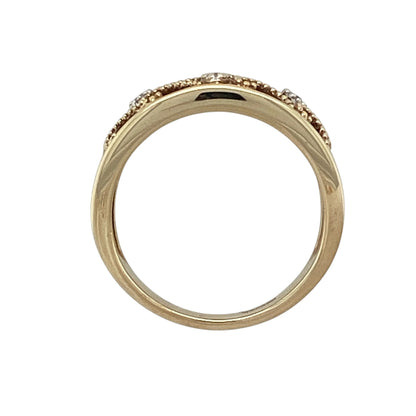 9ct Gold & Diamond Open Swirl Style Band Ring