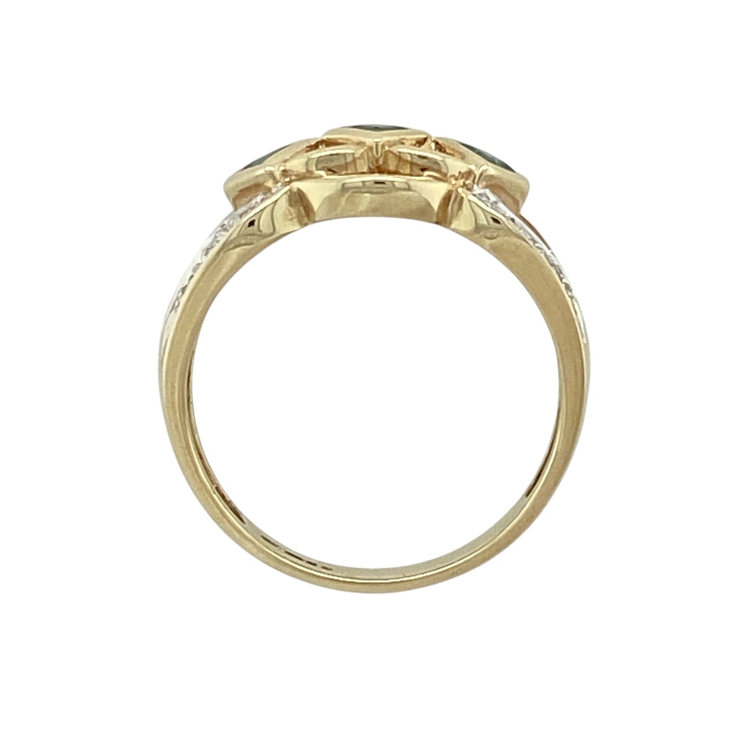 9ct Gold Diamond & Emerald Band Ring