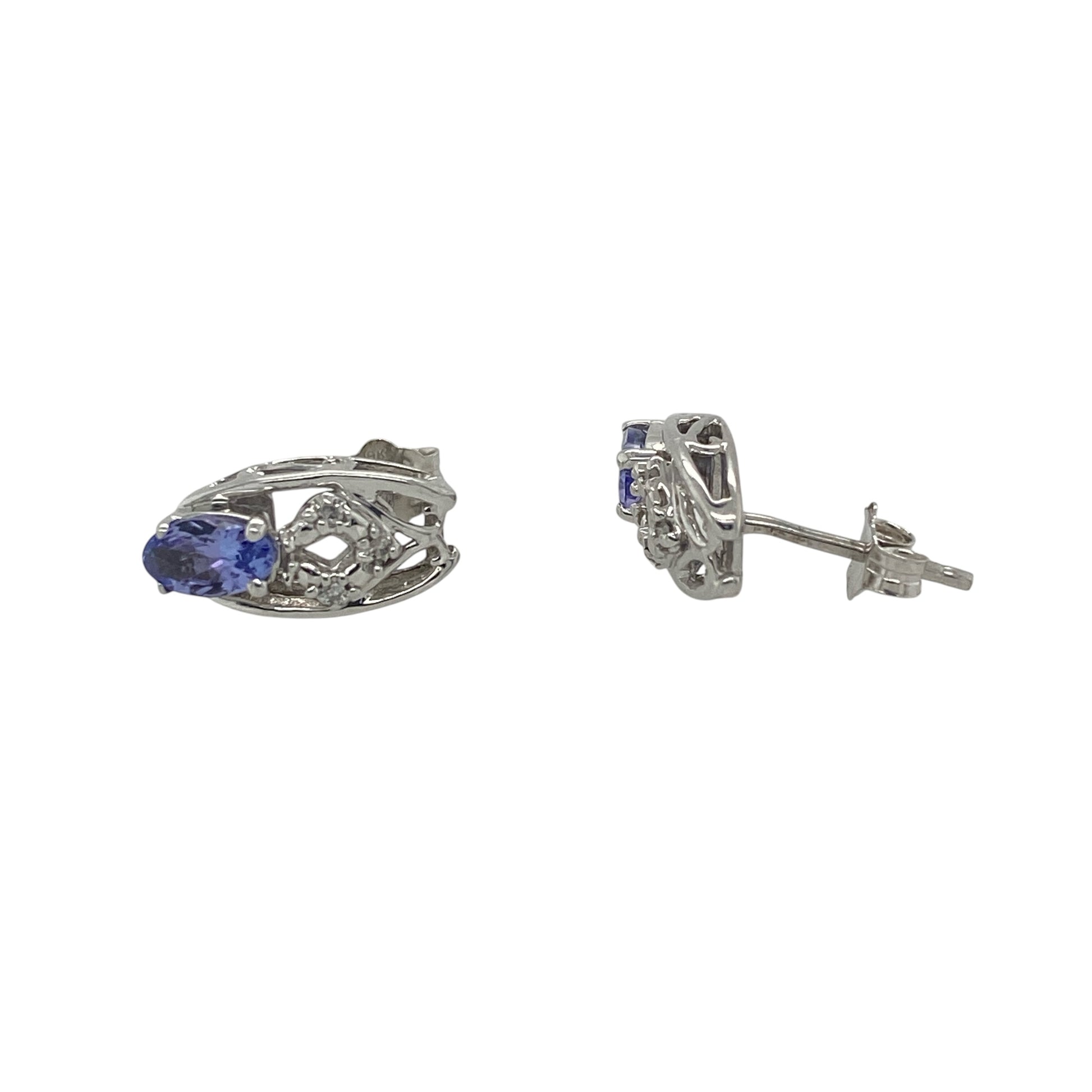 9ct White Gold Diamond & Tanzanite Stud Earrings