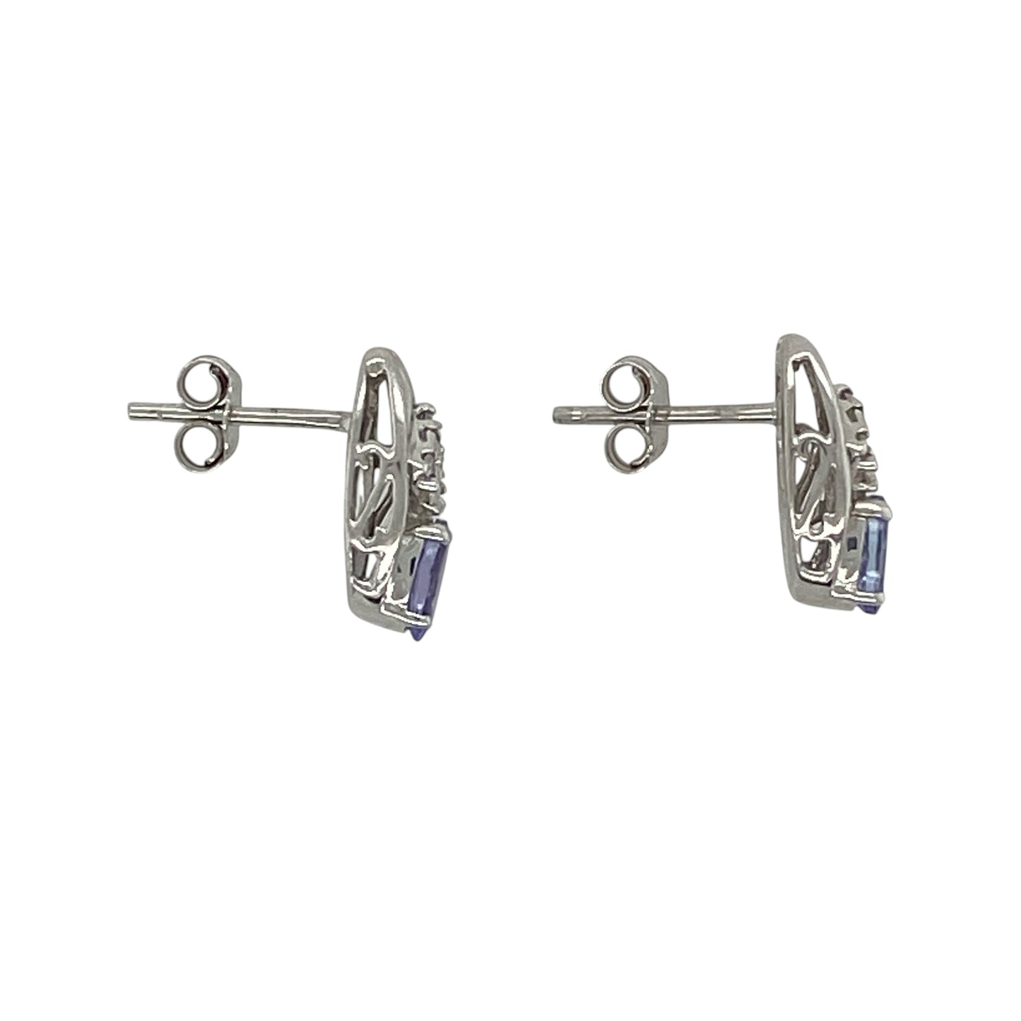 9ct White Gold Diamond & Tanzanite Stud Earrings