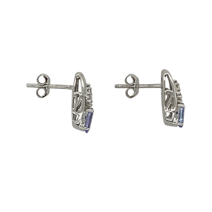 9ct White Gold Diamond & Tanzanite Stud Earrings