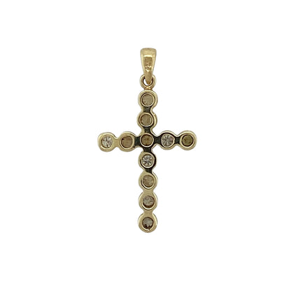 This pre-owned 9ct yellow gold diamond cross pendant is a classic and meaningful design, featuring diamond detailing throughout the cross.

Design: Featuring a traditional cross design with diamond detailing, this pendant combines a timeless style with the warm finish of 9ct yellow gold.
Material: Made from 9-carat yellow gold.
Gemstone Detail: Set with diamonds.
Pendant Detail: Bail measures approximately 3mm by 2mm.
Size & Weight: Total weight 1 gram.