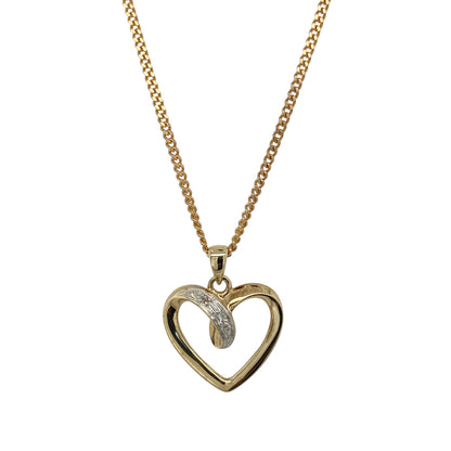 9ct Gold & Diamond Open Heart 16" Necklace
