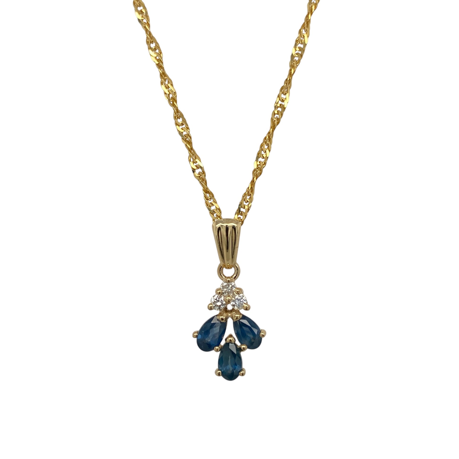 9ct Gold Diamond & Sapphire 18" Necklace