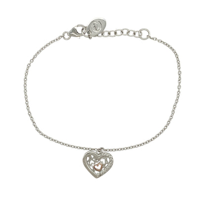 925 Silver & White Topaz Clogau Heart 8" Bracelet