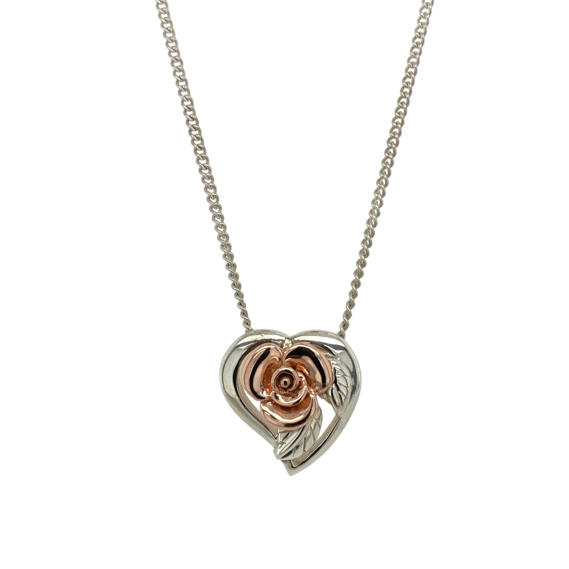 925 Silver Clogau Heart Rose Flower 18" Necklace