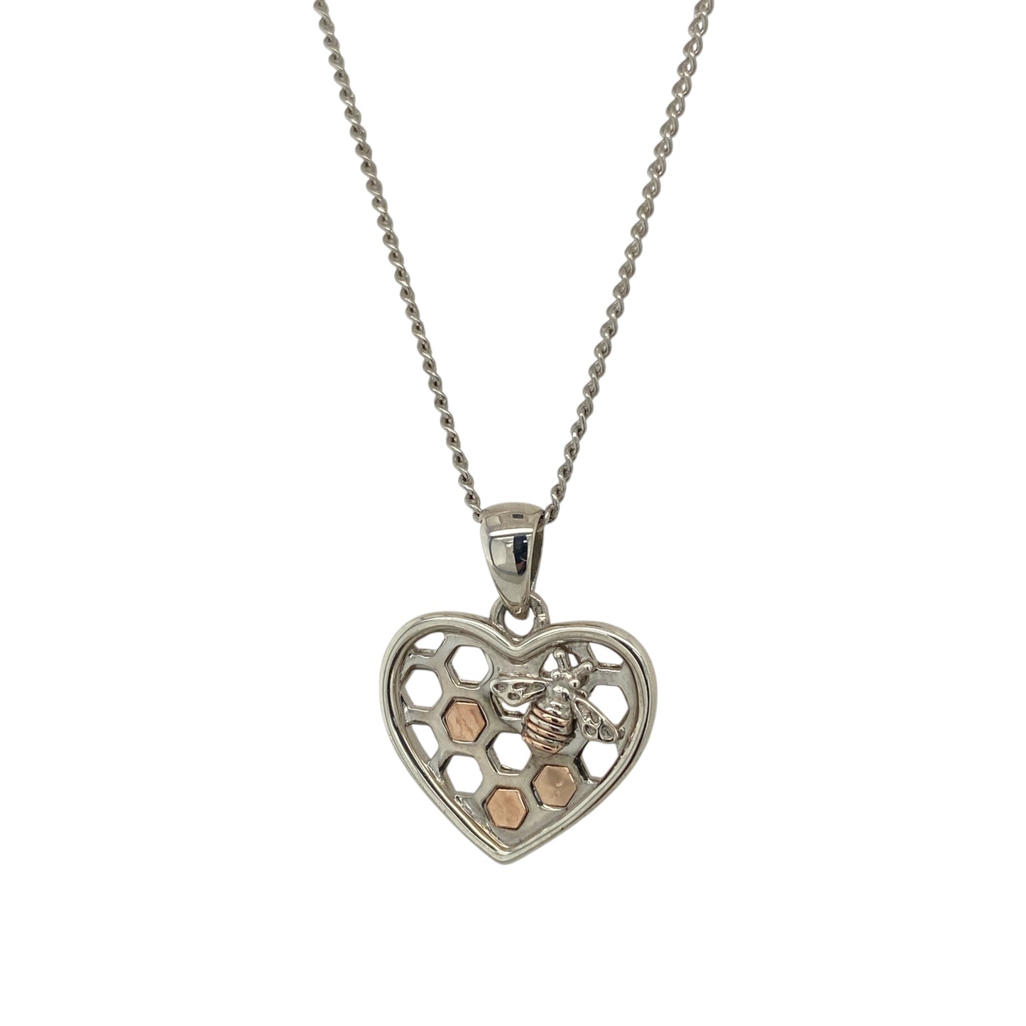 925 Silver Clogau Heart Honeybee 18" - 22" Necklace
