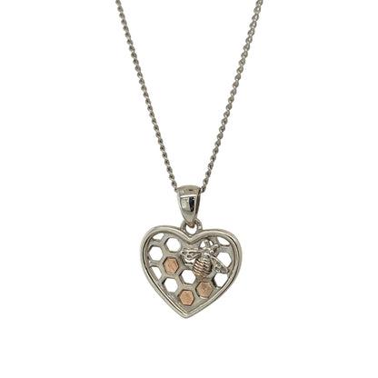 925 Silver Clogau Heart Honeybee 18" - 22" Necklace