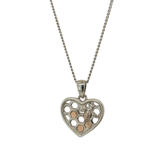 925 Silver Clogau Heart Honeybee 18" - 22" Necklace