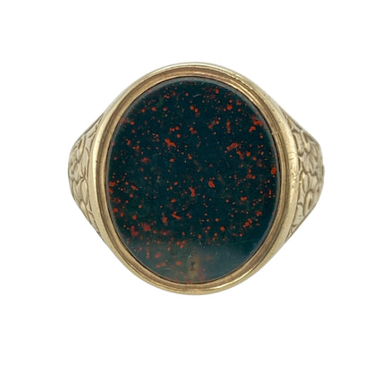 9ct Gold & Bloodstone Oval Signet Ring