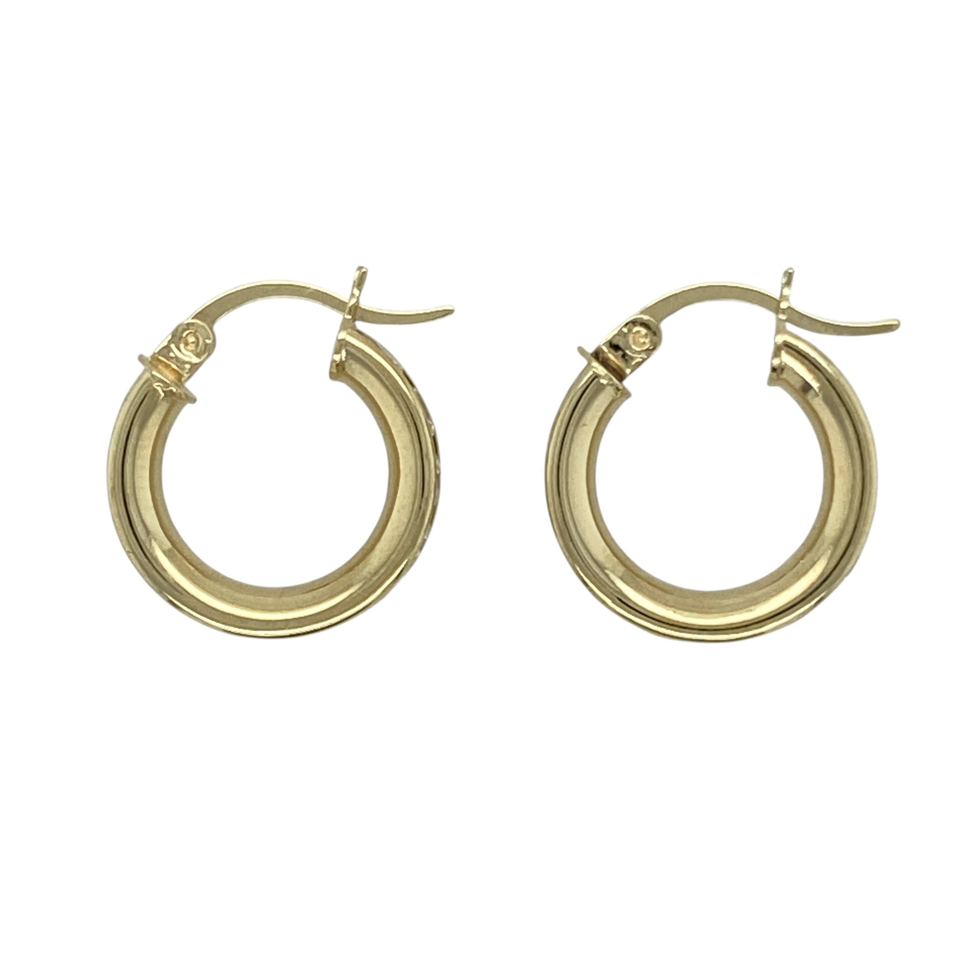 9ct Gold & Cubic Zirconia Hoop Creole Earrings