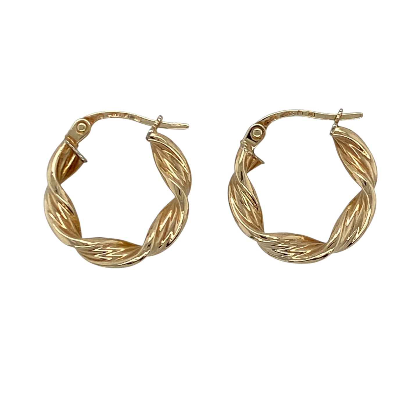 9ct Gold Twisted Hoop Creole Earrings