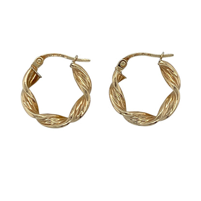 9ct Gold Twisted Hoop Creole Earrings