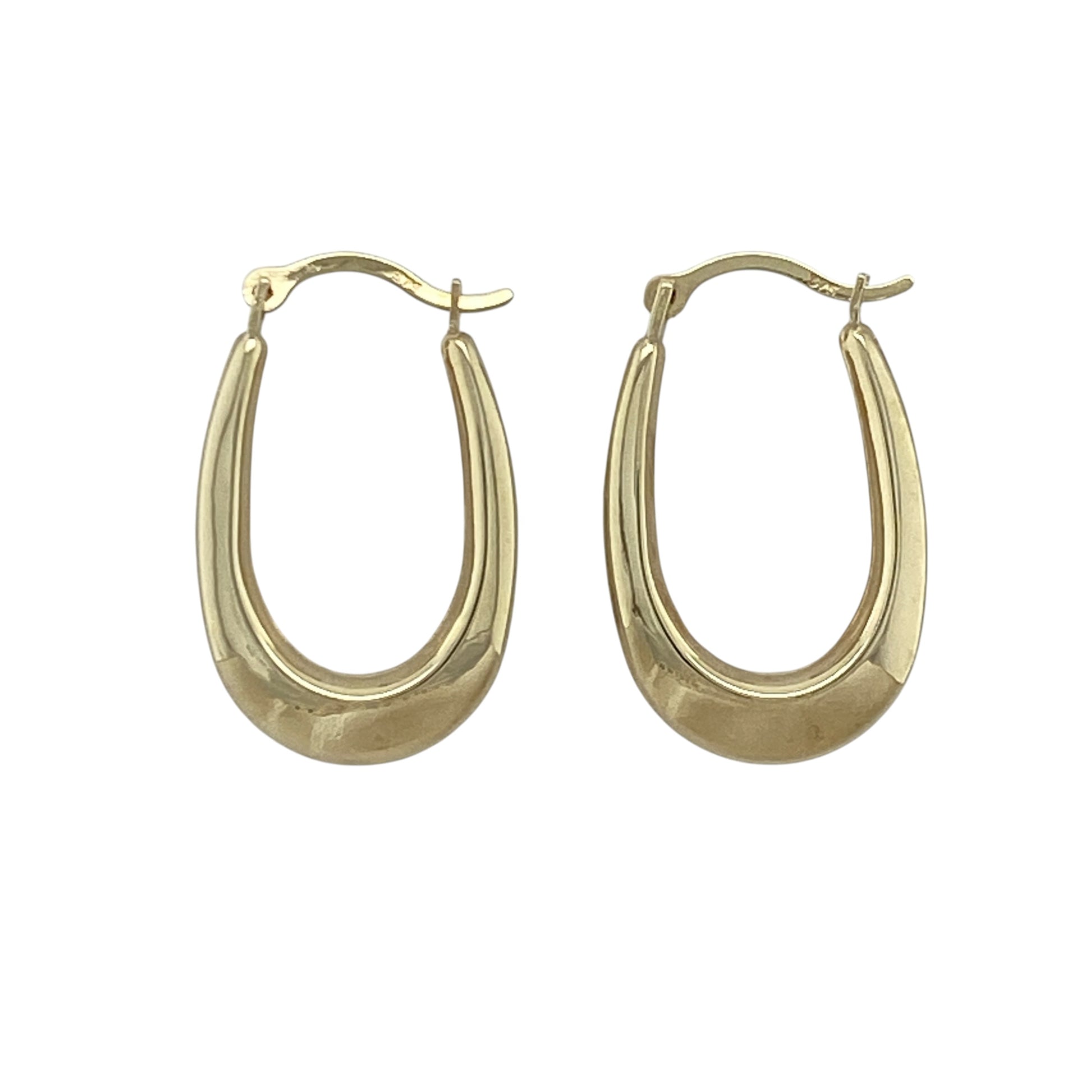 9ct Gold Plain Oval Creole Earrings