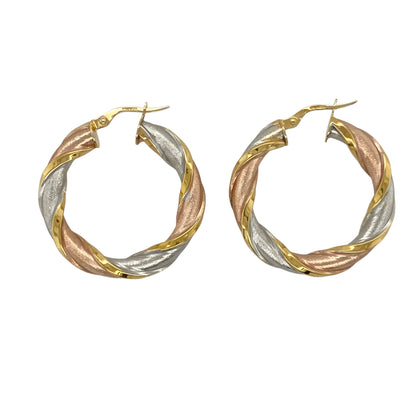 9ct Gold Twisted Hoop Creole Earrings