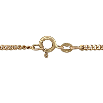 This pre-owned 9ct yellow gold curb chain is a classic and versatile design, featuring traditional curb links in a warm yellow gold finish.

Design: Featuring a traditional curb link design, this chain has a classic profile suitable for wearing alone or with a pendant.
Material: Made from 9-carat yellow gold.
Chain Detail: Curb links measure approximately 2mm wide.
Size & Weight: Approximately 18 inches long. Total weight 6.10 grams.