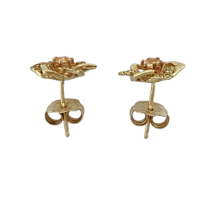 9ct Gold & Yellow Stone Clogau Flower Stud Earrings