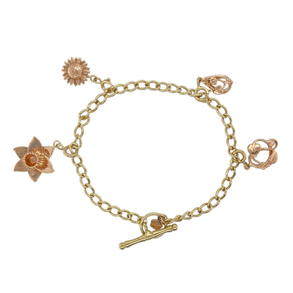 9ct Gold Clogau 8" Charm T Bar Bracelet