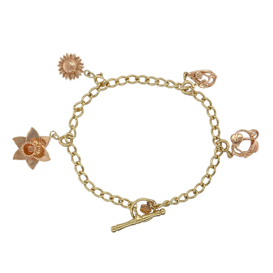 9ct Gold Clogau 8" Charm T Bar Bracelet