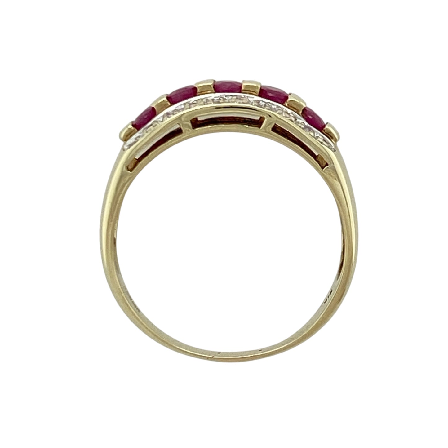 9ct Gold Diamond & Ruby Band Ring