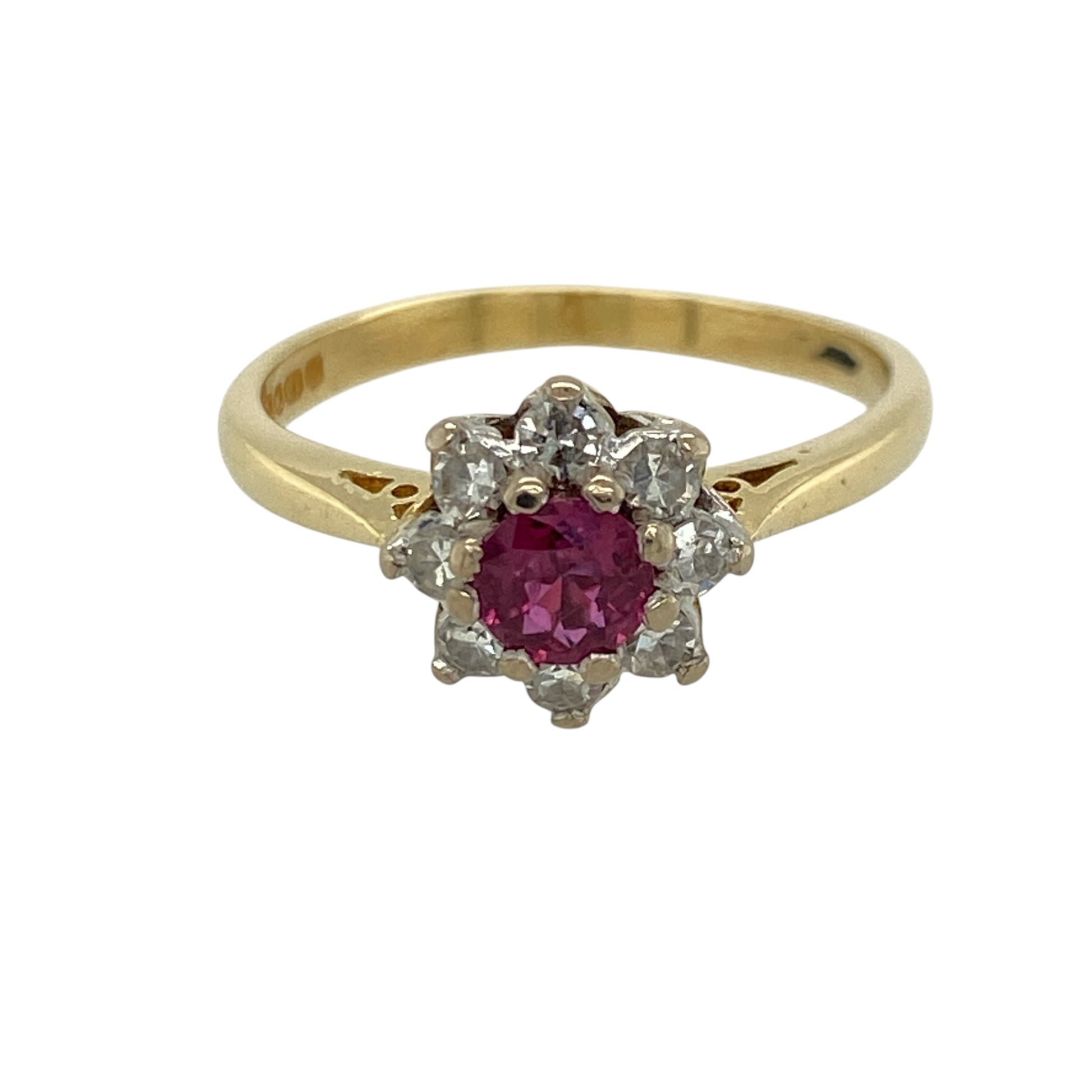18ct Gold Diamond & Ruby Cluster Ring