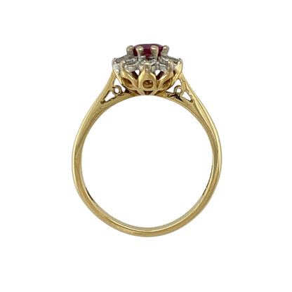 18ct Gold Diamond & Ruby Cluster Ring