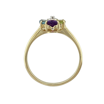 9ct Gold Diamond & Gemstone Flower Ring