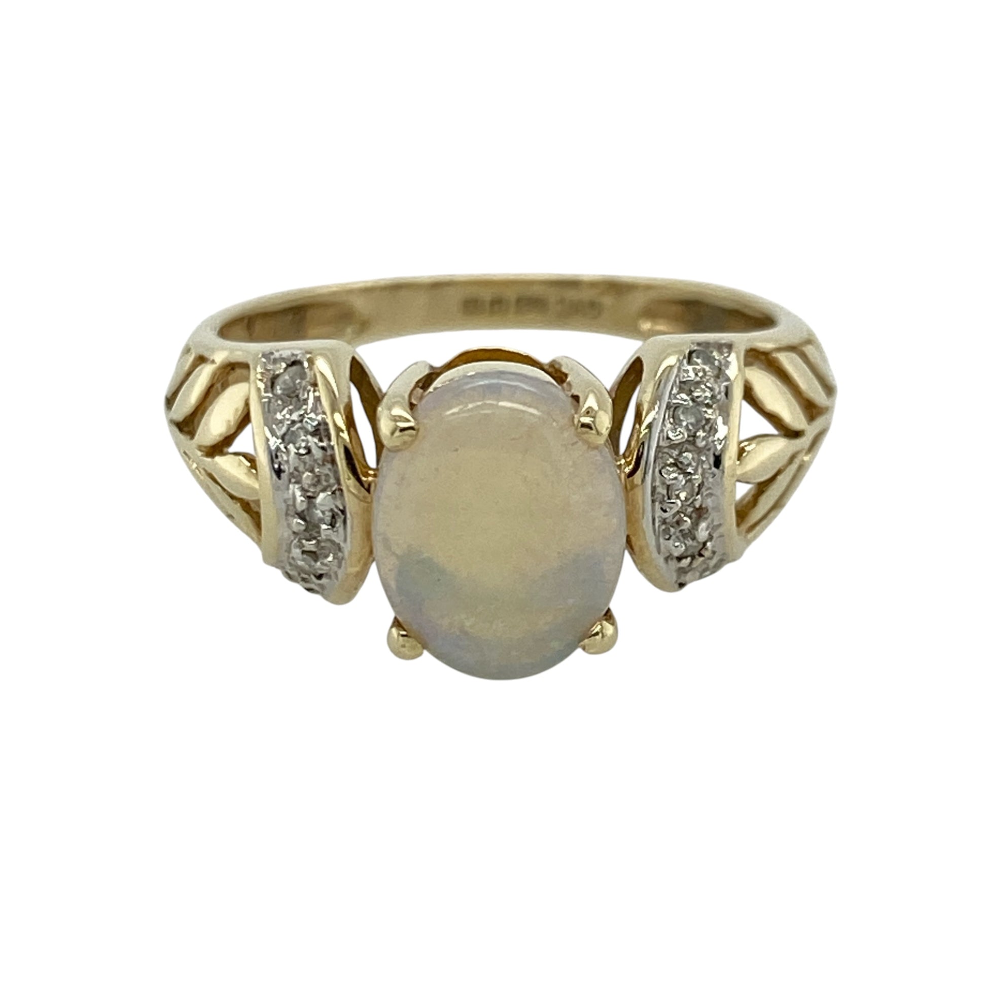 9ct Gold Diamond & Opalique Ring
