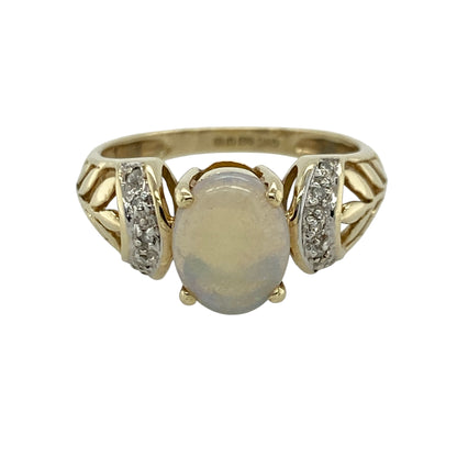 9ct Gold Diamond & Opalique Ring